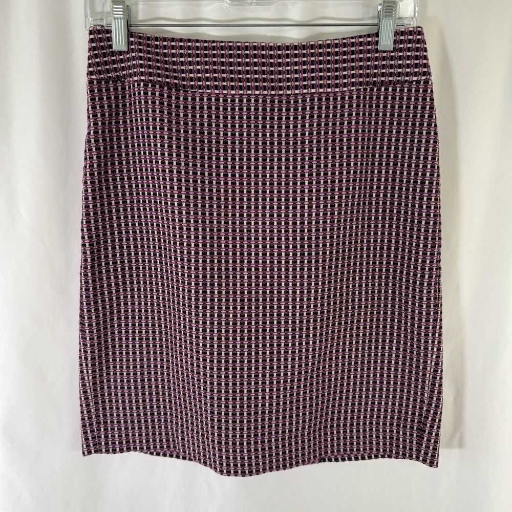 Ann Taylor Skirt Women's 2P Petite Purple Plaid Zip Back Lined Pocketless